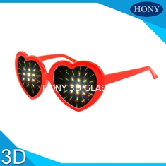 रंगीन फ्रेम 3 डी आतिशबाज़ी चश्मा, प्लास्टिक लाल विवर्तन चश्मा