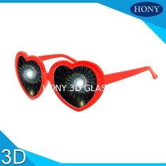 रंगीन फ्रेम 3 डी आतिशबाज़ी चश्मा, प्लास्टिक लाल विवर्तन चश्मा