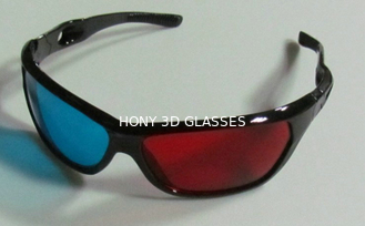 फैशनेबल पीसी प्लास्टिक लाल सियान 3 डी चश्मा 1.6 मिमी पालतू लेंस के साथ