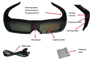 सुपर प्रकाश यूनिवर्सल सक्रिय शटर काली प्लास्टिक फ्रेम के साथ 3 डी चश्मा