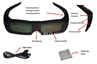 दक्षिण कोरिया TV के लिए काले फ्रेम यूनिवर्सल सक्रिय शटर 3 डी चश्मा