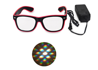 एल वायर चमक एलईडी डीजे तेज प्रकाश सुरक्षा लाइट अप एलईडी चमकती विवर्तन चश्मा
