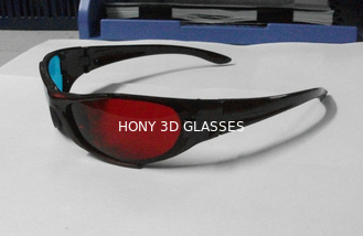 फैशन प्लास्टिक Anaglyphic 3 डी चश्मा 1.6 मिमी पालतू लेंस के साथ लाल सियान
